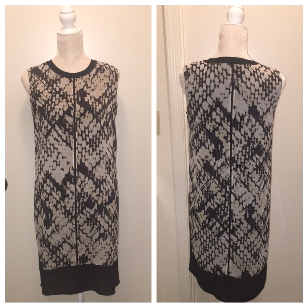 Vince Basketweave-Print Popover Silk Dress - Picture 3 of 8